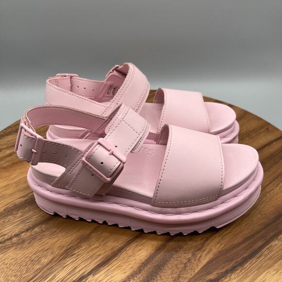 Dr Martens Voss Mono Sandals Womens Size 5 Chalk Pink Leather Straps Casual - Picture 1 of 8